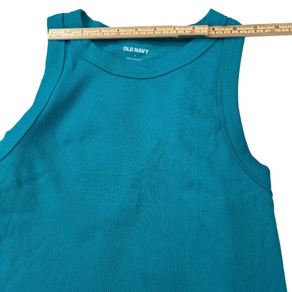 Old Navy Womens Turquoise Sleeveless Ribbed Tank Top L - Picture 7 of 9